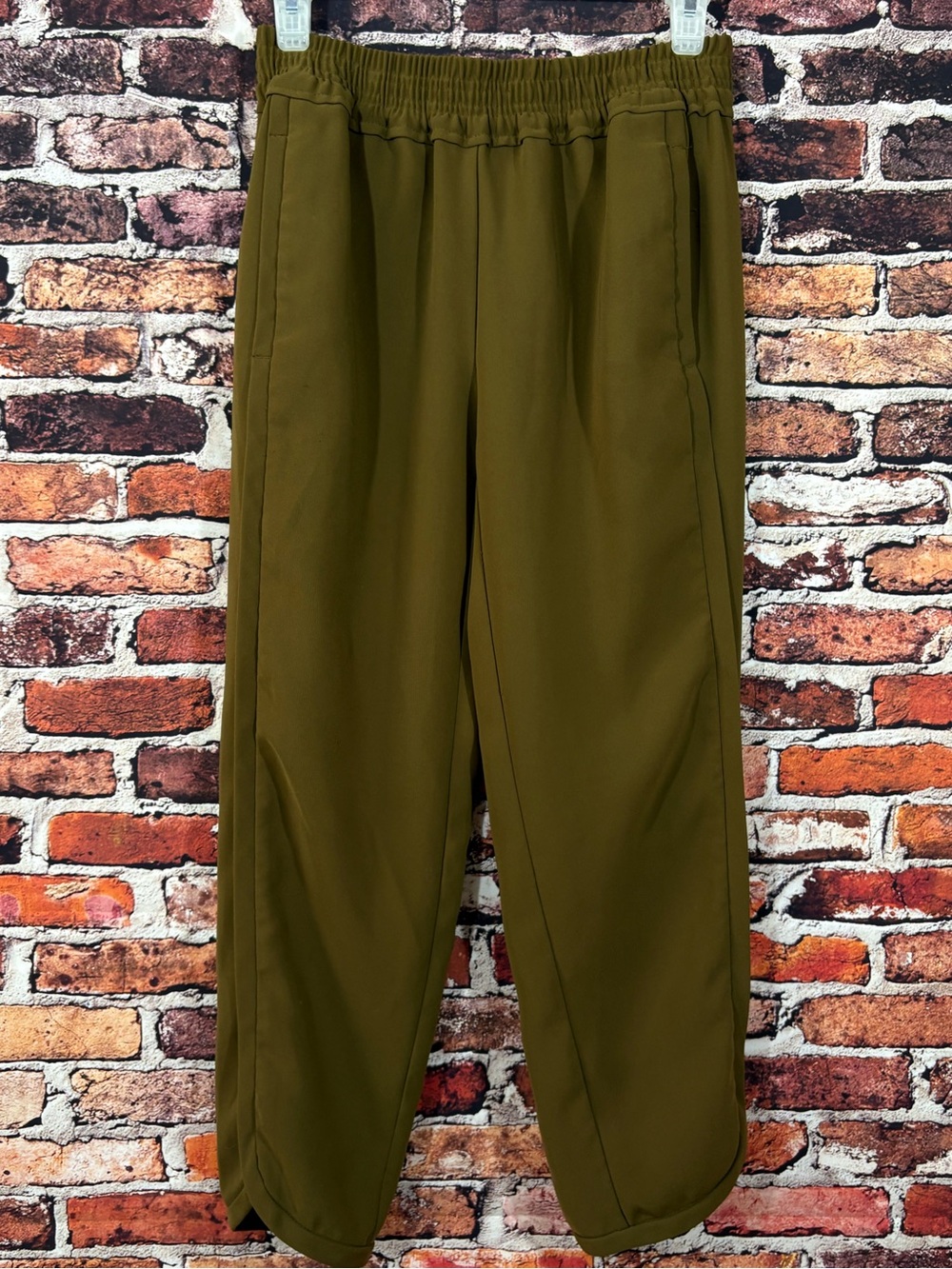 J. Crew Deep Olive Green Elastic-Waist Track Trouser Pants Pockets Edgy 2P